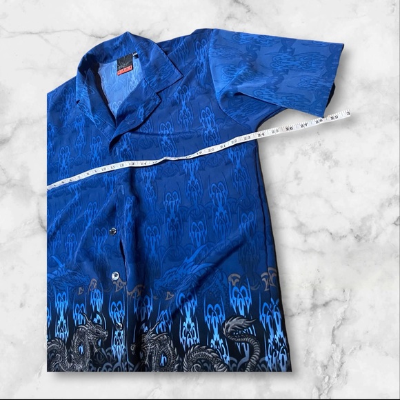 C-two medium dragon & flames blue button up - Picture 4 of 5
